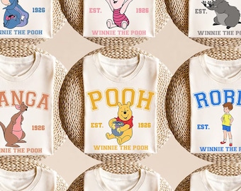 Retro Winnie the Pooh Varsity Shirt, Tigger, Piglet, Eeeyore, Roo, Lumpy, Rabbit, Disneyland Trip Shirt, Disney Family Trip, Comfort Colors®
