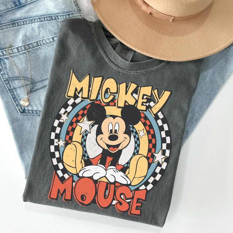 Chemise vintage Mickey Mouse Comfort Colors®, T-shirt Disney Mickey 1928, T-shirt Voyage Disney, T-shirt Mickey à carreaux, T-shirts Mickey rétro image 1