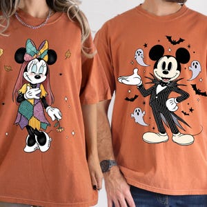 Comfort Colors® Mickey and Minnie Halloween Couple Shirts, Mickey Ghost Shirt, Minnie Ghost Shirt, Kids Halloween Tee, Spooky Season T-shirt