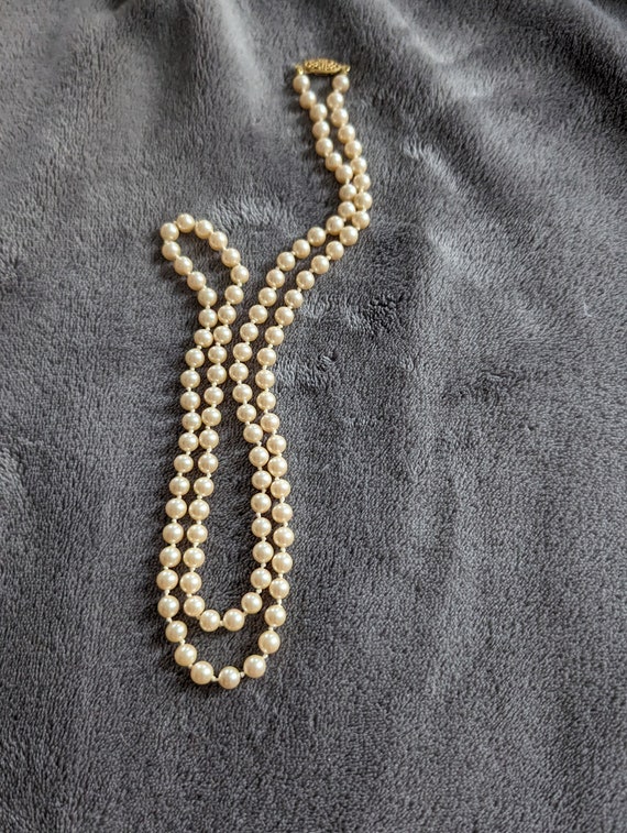 1 vintage 31 inch 6mm pearl necklace faux glass p… - image 1
