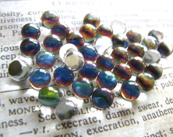 12pcs 6mm vintage glass balls smooth flatback cabs cabochon blue green yellow fireball heliotrope vitrial volcano Bermuda blue rainbow ball