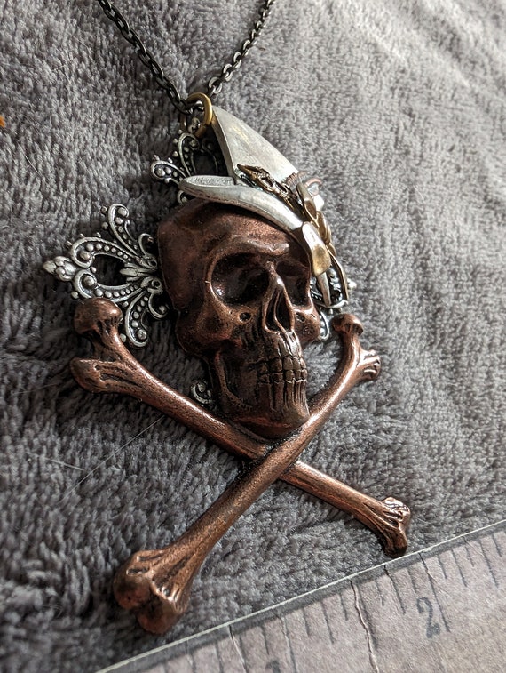 1 vintage large skeleton top hat necklace - image 2
