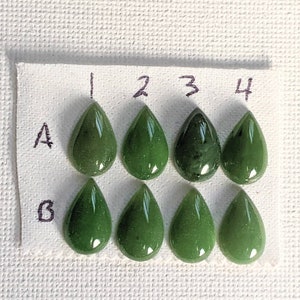 1pc  New Zealand Jade 13mm pear cabochons nephrite green tear vintage NOS jewelry design findings repair pick your stones.