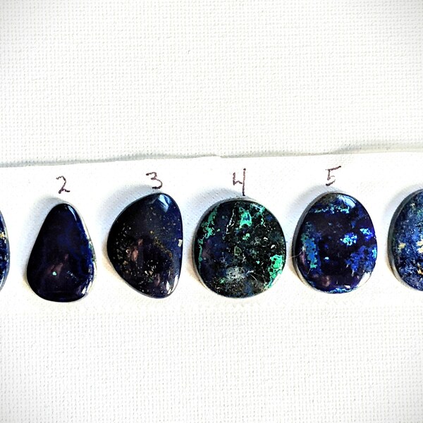 1pc XL Vintage bisbee azurite malachite cabochon very dark blue with copper bearing mineral inclusions 22mm  XLAZB