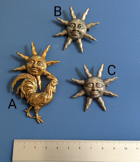 1pc Vintage Sunny brooch sun pin