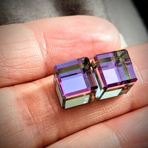 2pc 8mm swarovski crystal 4840 vitrail light vintage cube square cabochon rhinestone no-hole un-drilled