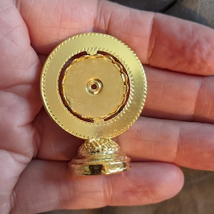 2pc globe setting spinning table top unusual finding perfect for mounting a map under a clear dome top cabochon gold plated.