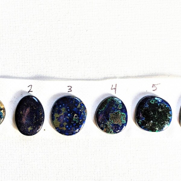 1pc XL Vintage Bisbee azurite malachite cabochon very dark blue with copper bearing mineral inclusions 20mm XLAZC