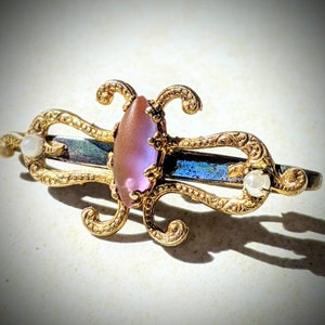 Antique Victorian Saphiret brooch pin seed pearl real split river pearls genuine Gold plated brass gold filled sappiret Sapphirine marquise