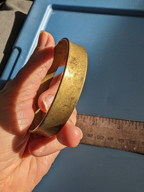 Vintage brass bangle bracelet cuff - image 2