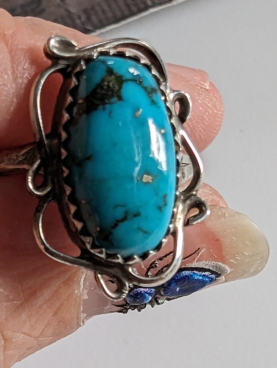 1 vintage turquoise ring 925 sterling silver size… - image 5