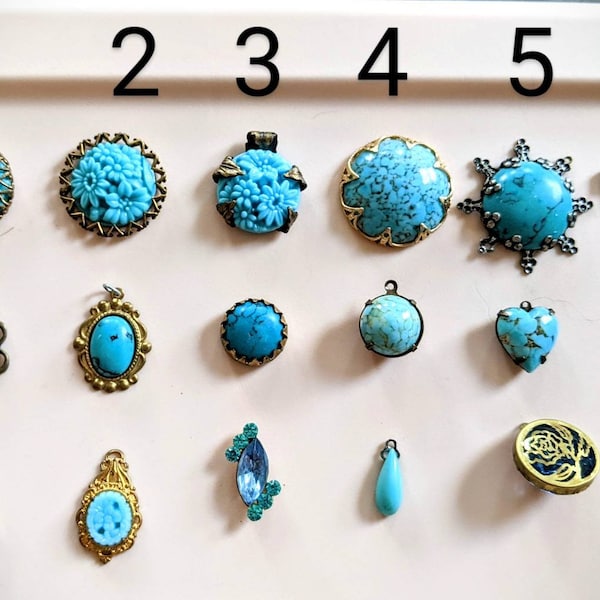 1pc Turquoise findings connectors pendants parts etc for jewelry making made from vintage antique and or new parts