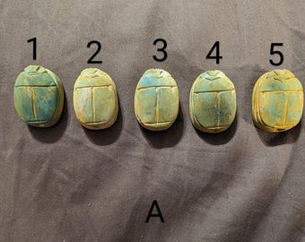 1pc vintage Egyptian scarab beads  blue green teal with hieroglyphics on the back each one is one of a kind select