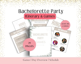 Bachelorette Itinerary Party Bachelorette Weekend Planner Bachelorette Games Itinerary Bachelorette Template, Editable Itinerary Canva,