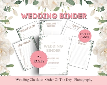 Wedding Binder Template, Wedding Planner Printable, Wedding Schedule, Wedding Canva Template, Wedding Planner Checklist Digital Wedding Plan