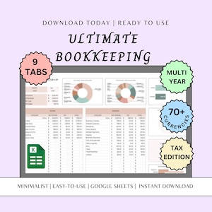 Ultimate Bookkeeping Google Sheets Business Bookkeeping Spreadsheet Accounting Spreadsheet Business Income and Expense Tracker Sales Tracker