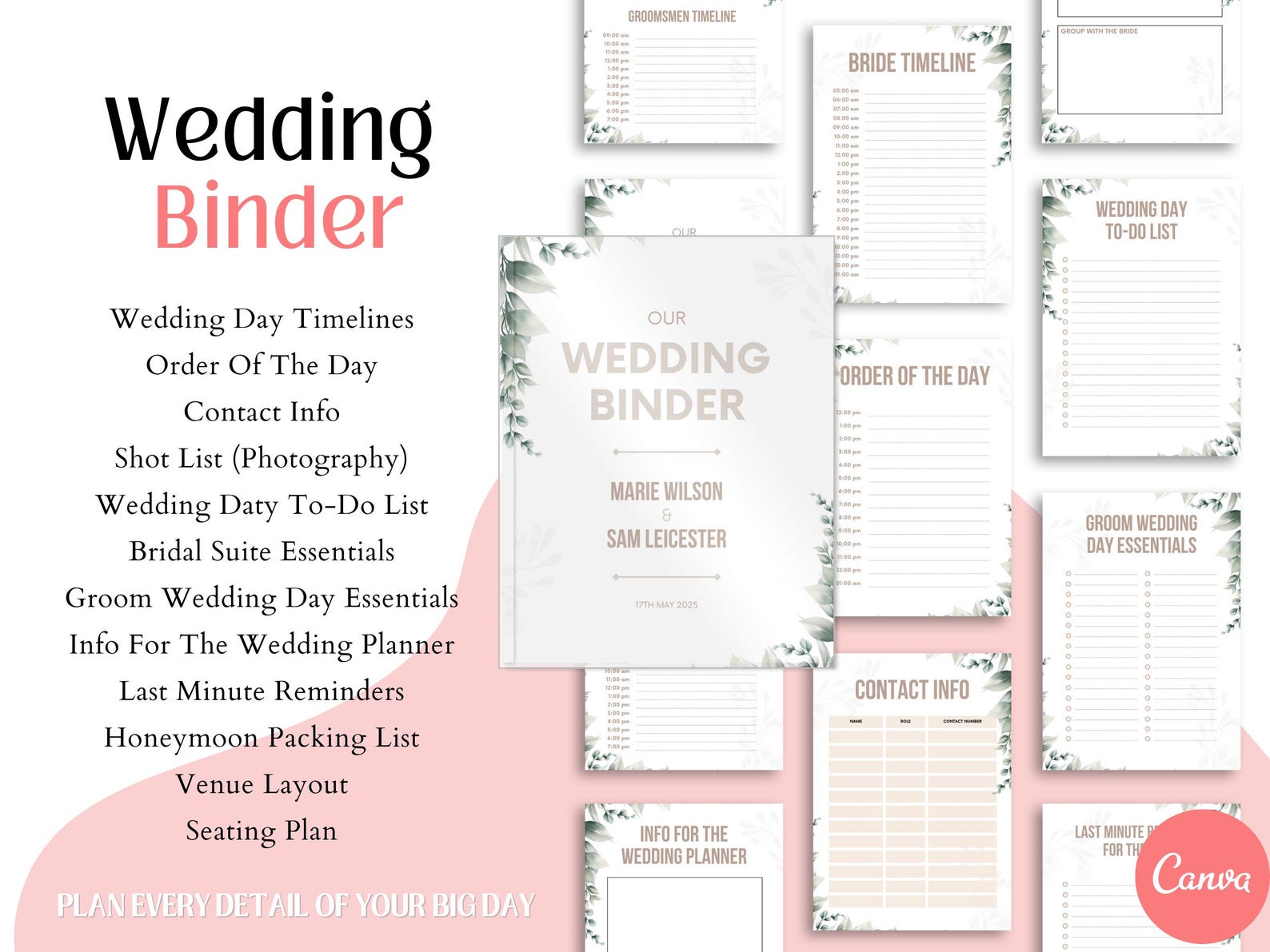 Wedding Binder Template, Wedding Planner Printable, Wedding Schedule