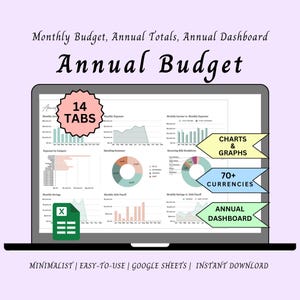 Annual Budget Spreadsheet Simple Annual Google Sheets Personal Finances Spreadsheet Annual Budget Planner Yearly Budget Spreadsheet