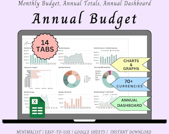 Annual Budget Spreadsheet Simple Annual Google Sheets Personal Finances Spreadsheet Annual Budget Planner Yearly Budget Spreadsheet