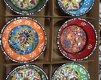 Ceramic Bowls 3.15", Handmade Turkish Ceramic Bowl, Microwave Safe, Lead Free, Food Grade, Handmade Pottery, Gift Ceramic Bowls for Wedding