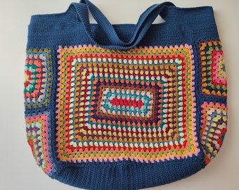Bolso Jadzi - bolso de hombro multicolor azul marino/bolso de ganchillo/bolso casual/bolso cuadrado de la abuela