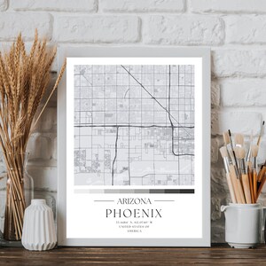 Arte do mapa da cidade de Phoenix, impressão de nomes de cidades de Phoenix, pôster do mapa de Phoenix, Arizona, mapa para impressão, arte de mapa urbano, presente de viagem aos EUA, decoração de parede