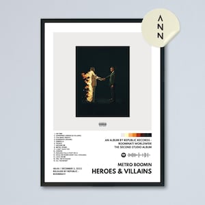 Póster del álbum Héroes y Villanos de Metro Boomin / Póster de portada / Decoración de pared / Diseño de póster / Póster musical / Arte de fan de la música