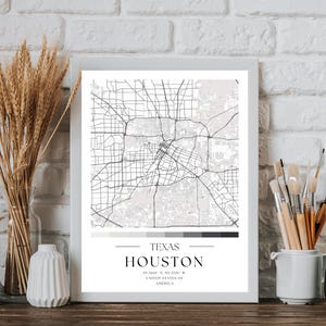 Arte do mapa da cidade de Houston, impressão de nomes de cidades de Houston, pôster do mapa de Houston Texas, mapa para impressão, arte de mapa urbano, presente de viagem aos EUA, decoração de parede