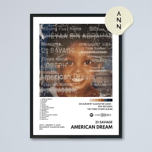 21 Savage - American Dream Album Poster / Album Cover Poster / Wall Decor / Poster Design / Music Poster / Music Fan Art