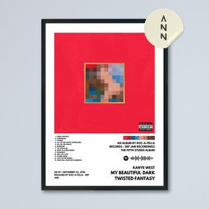 Kanye West - My Beautiful Dark Twisted Fantasy Album Poster / Album Cover Poster / Wanddekoration / Posterdesign / Musik Poster / Musik Fan Art