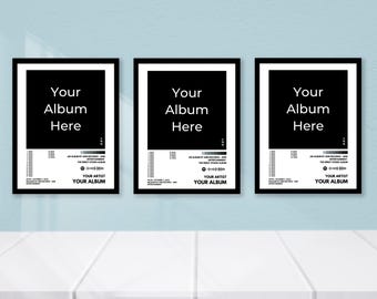 Set of 3 Custom Album Poster / Album Cover Poster / Wall Decor / Poster Design / Music Poster / Music Fan Art / Create Your Own Album Poster