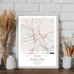 Arte em mapa da cidade de Dallas, impressão de nomes de cidades de Dallas, pôster de mapa de Dallas, Texas, mapa para impressão, arte em mapa urbano, presente de viagem aos EUA, decoração de parede