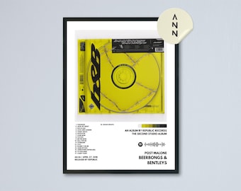 Post Malone - Beerbongs & Bentleys Album Poster / Album Cover Poster / Wall Decor / Poster Design / Music Poster / Music Fan Art