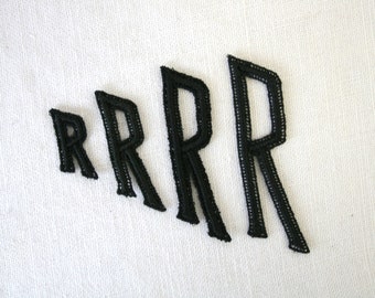 Red, R Letter R Iron on Patches Sew on Appliques 3.26 x 2.16 inches 