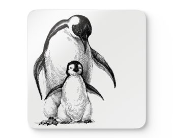 4-piece set Penguin Corkwood Coaster Set