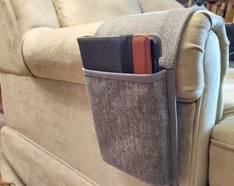 Chair Caddy - One Pocket - Gray Hopsack - Tablet/Book