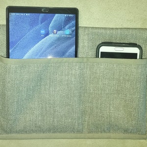 Bed Caddy - 2 Pocket - Taupe Hopsacking