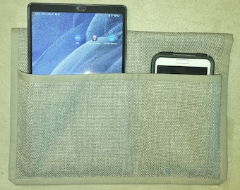 Bed Caddy - 2 Pocket - Taupe Hopsacking