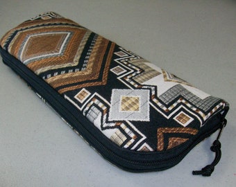 Flat Iron Bag - Black/Brown/Gray Diamond Pattern - Two Lengths Available