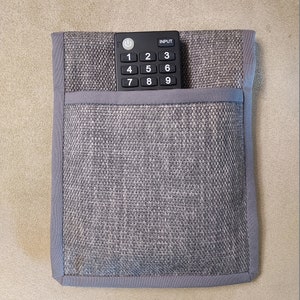 Bed Caddy - One Pocket Remote or Phone Holder - Gray Hopsacking