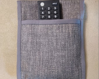 Bed Caddy - One Pocket Remote or Phone Holder - Gray Hopsacking