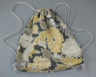 String Backpack - Yellow/Gray/White Floral