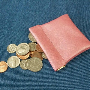 Squeeze Coin Purse - Pink Pearl Leather - 3 1/2" Wide