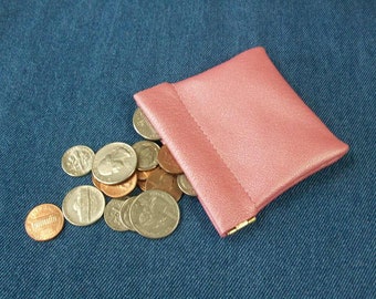 Squeeze Coin Purse - Pink Pearl Leather - 3 1/2" Wide