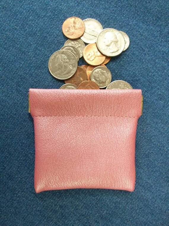 Squeeze Coin Purse - Pink Pearl Leather - 3 1/2