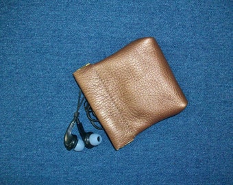 Squeeze Coin Purse - 3 1/2" - Bronze Pearl Leather