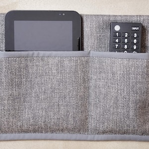Bed Caddy - 2 Pocket - Gray Hopsacking