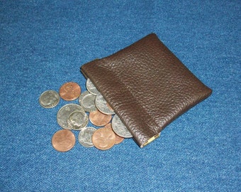Squeeze Coin Purse - 3 1/2" - Dark Brown
