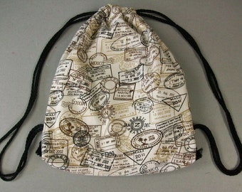 String Backpack - Passport Print