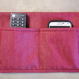 Bed Caddy - Red Denim 2 Pocket